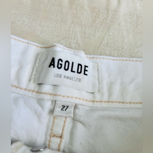 Agolde Parker Long Jean Shorts High-Waisted Frayed Hem size 27 - Picture 4 of 5